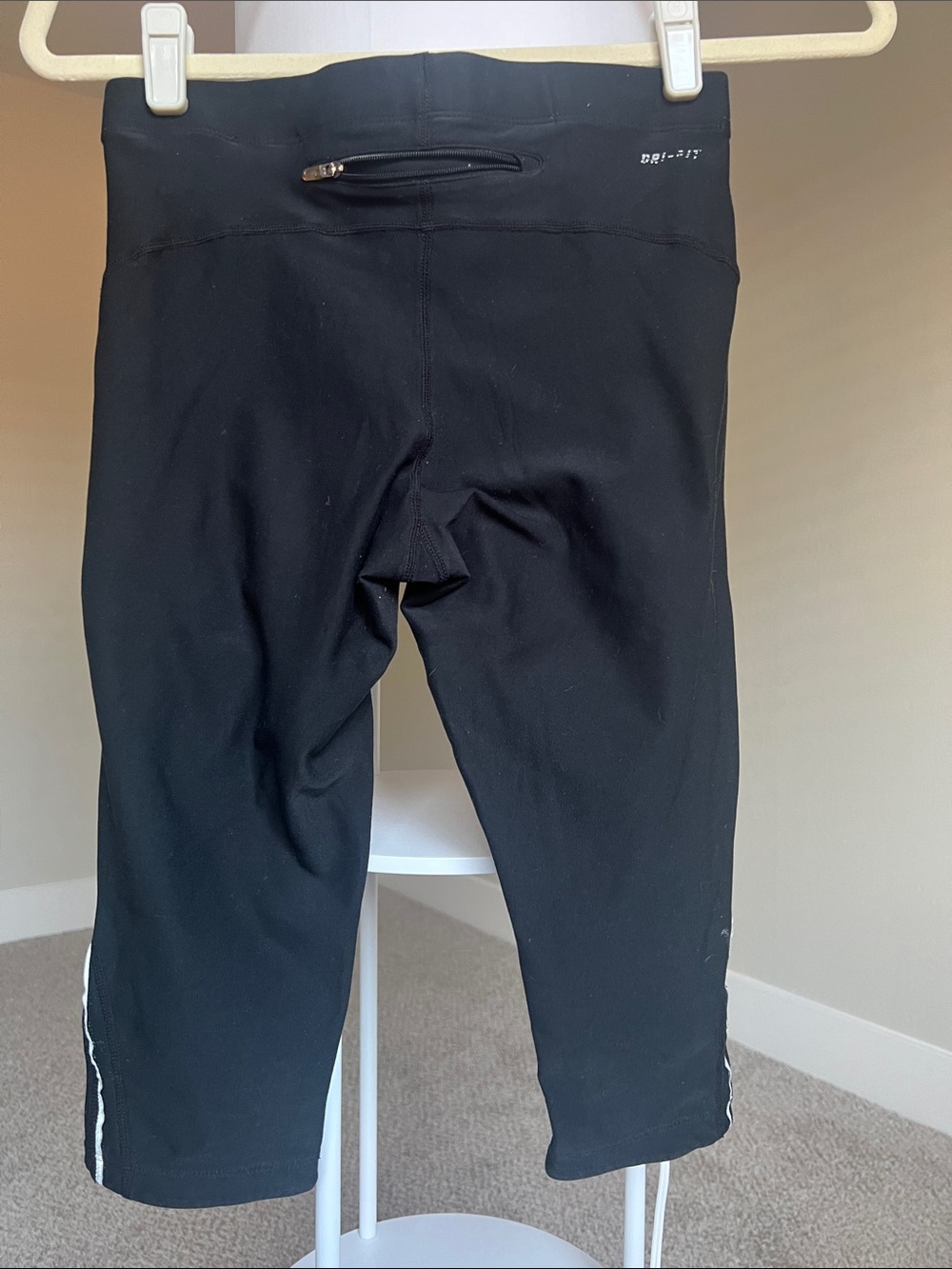 Nike Black Capri Leggings with White Swoosh - Picture 2 of 4